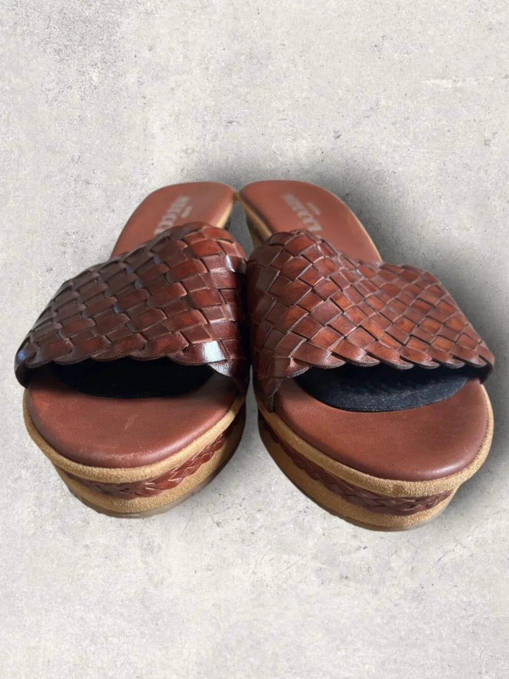 Sesto Meucci Woven Leather Wedge Slide Sandals